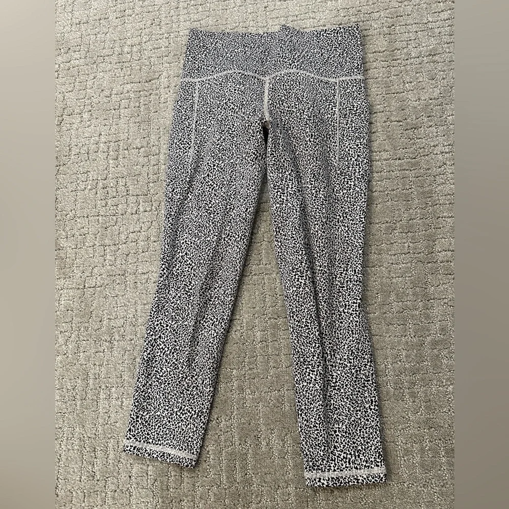 Athleta black and white micro leopard print crop leggings, SP - Picture 3 of 6